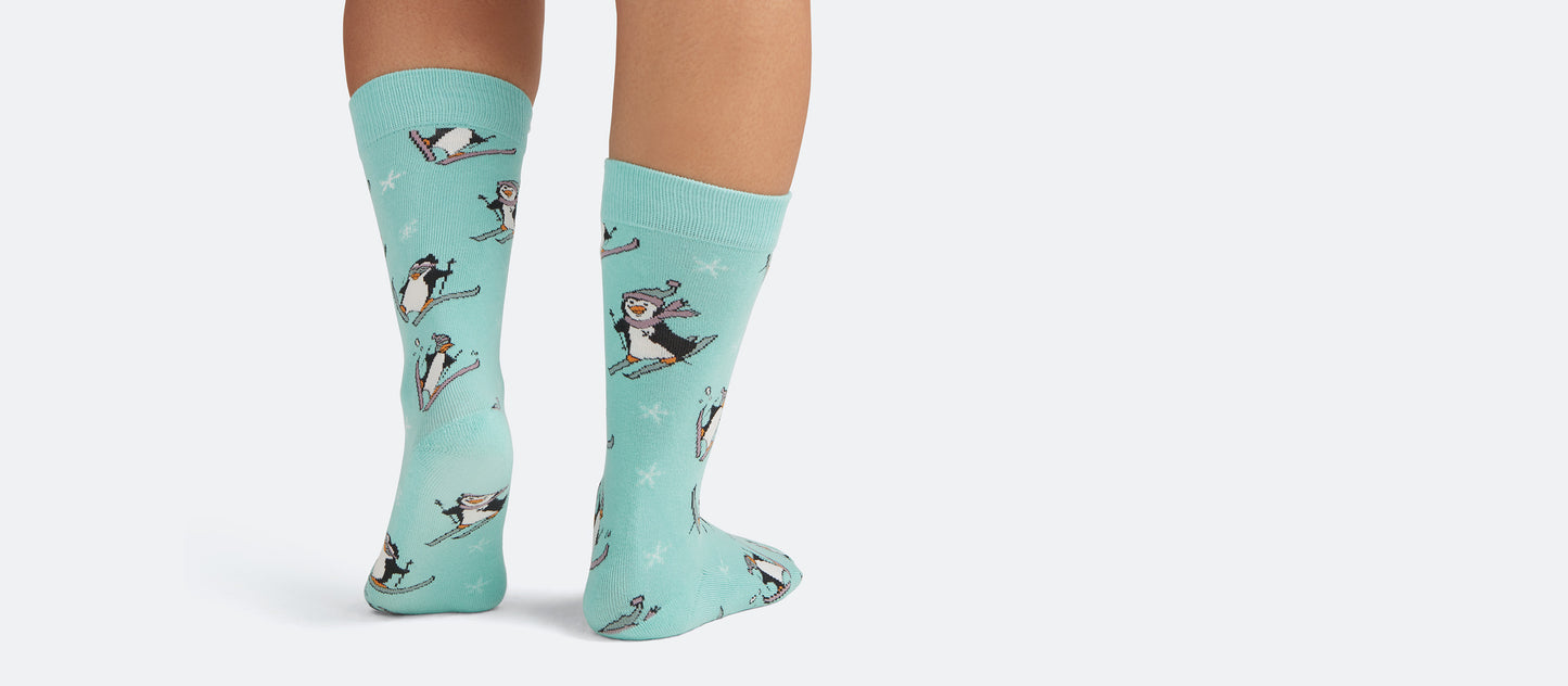 Crew Sock | Penguins on Skis