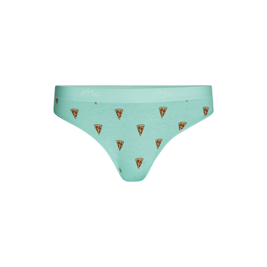 Stretch Cotton Mid-Rise Thong | Pizza