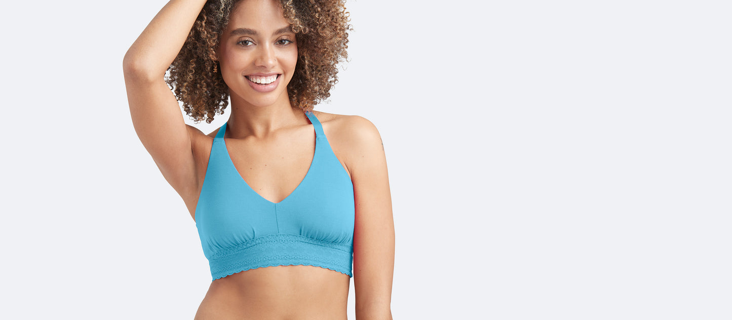 FeelFree Lace Longline Bralette | Opal Blue