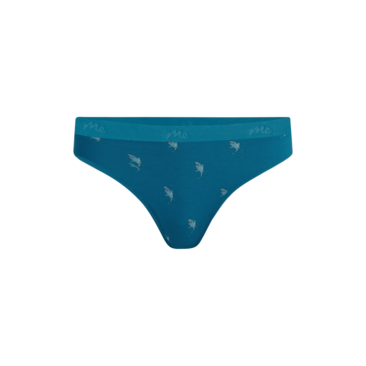 Stretch Cotton Mid-Rise Thong | Shark