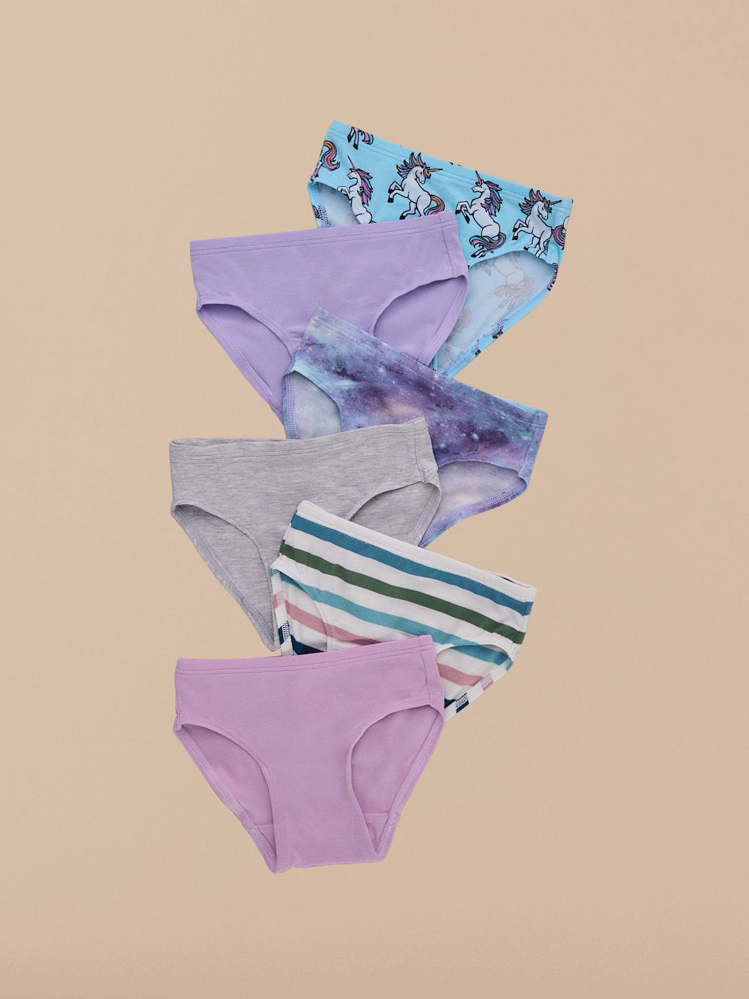 Girls Bikini Brief 6-Pack | Sparkle Stripe Pack