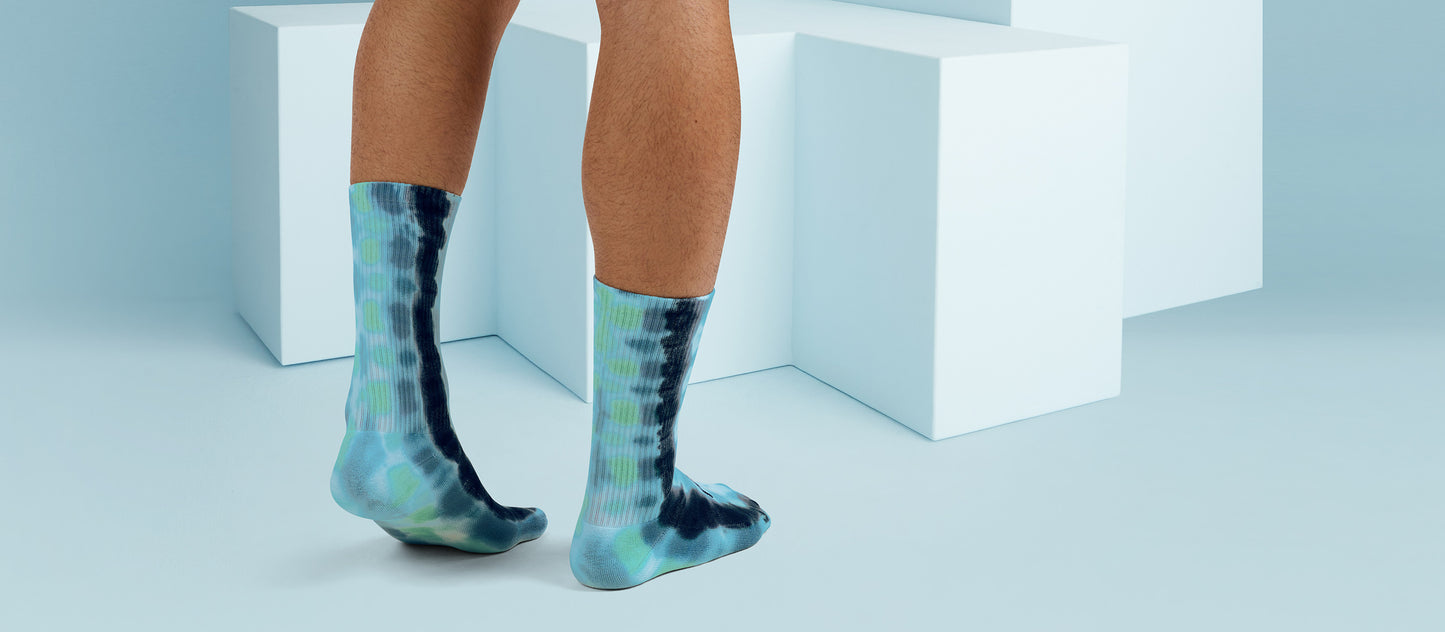 MoveMe Crew Sock | Teal Tie Dye