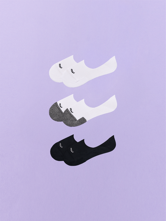 Essential No Show Sock 3-Pack | White/White Stripe/Black Pack
