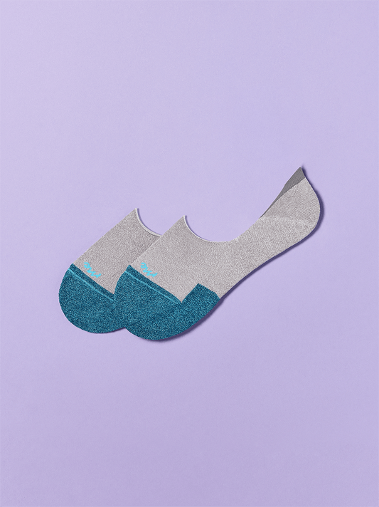 Essential No Show Sock | Heather Grey/Turquoise