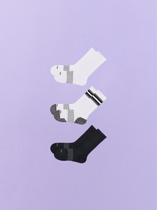 Essential Crew Sock 3-Pack | White/White Stripe/Black Pack