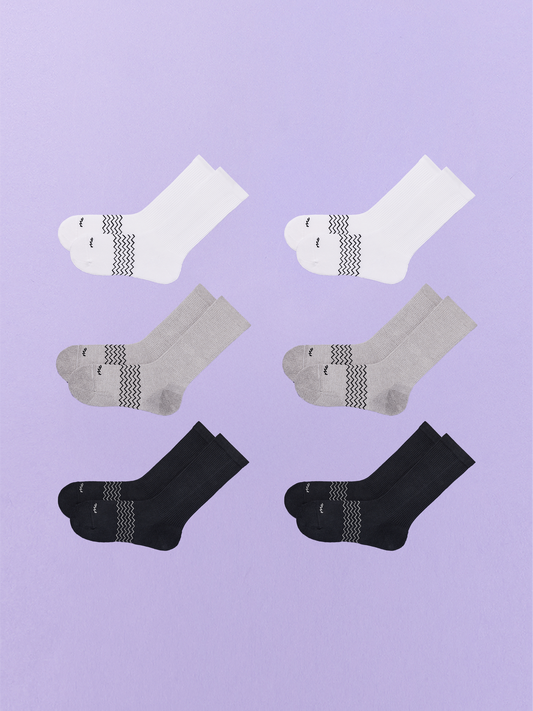 Essential Crew Sock 6-Pack | White/Heather Grey/Black Pack