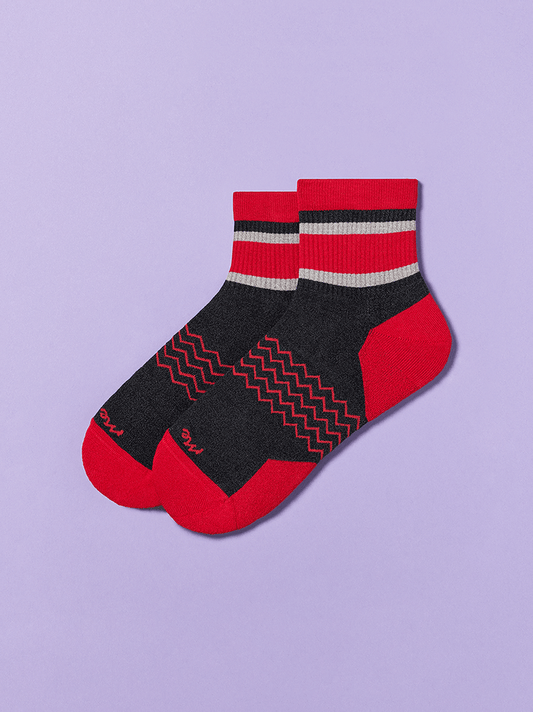 Essential Quarter Sock | Charcoal/Red