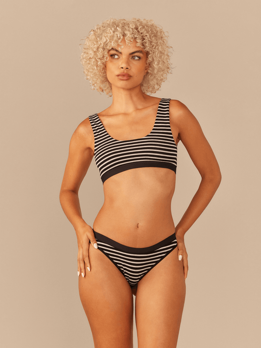 Thong | Heather Grey Stripes