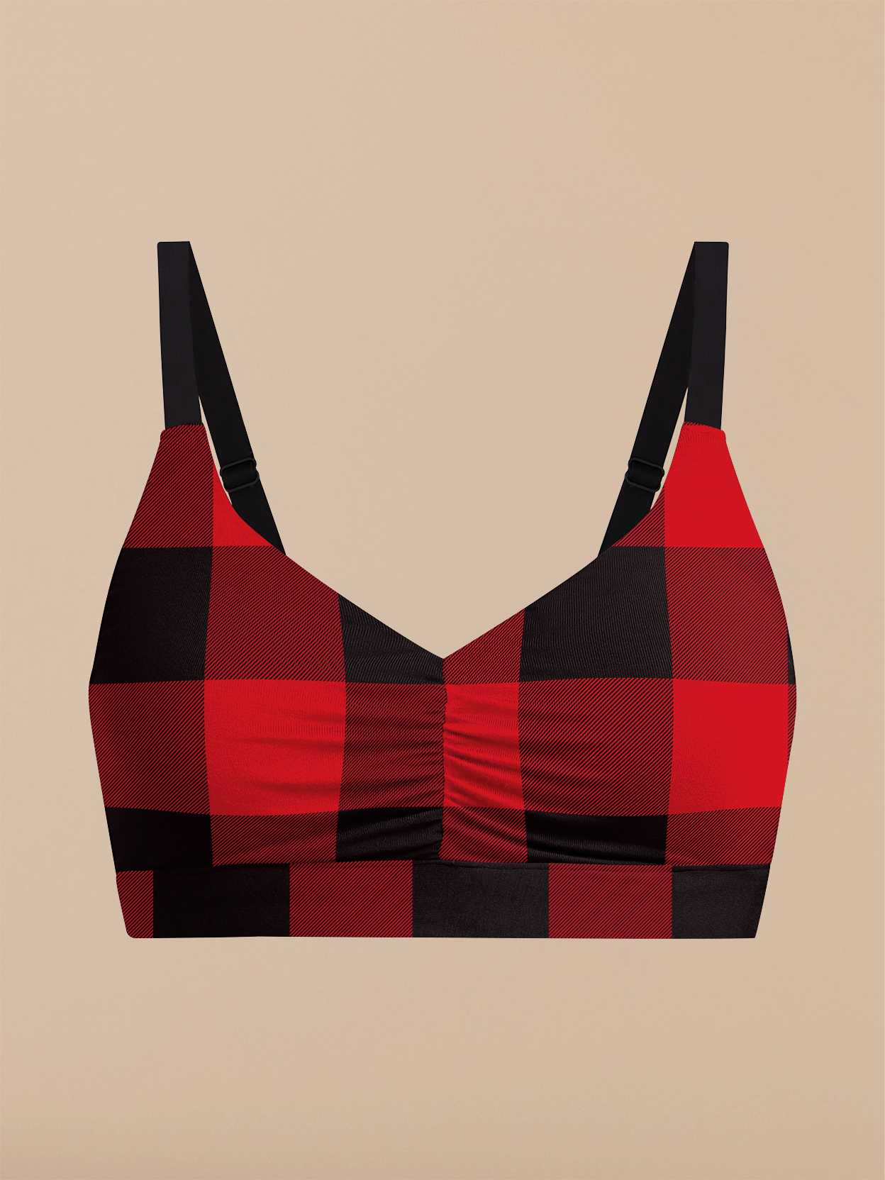 Curvy FeelFree Ruched Bralette | Buffalo Plaid