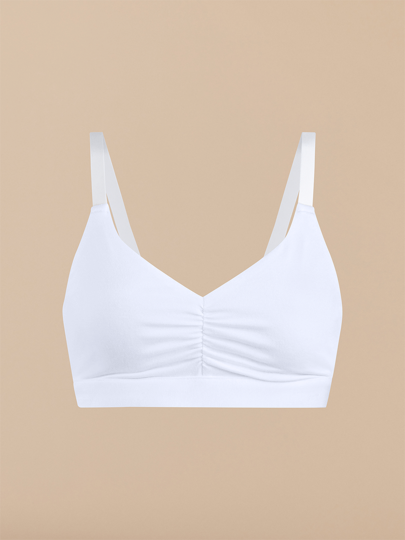 Curvy FeelFree Ruched Bralette | White/White