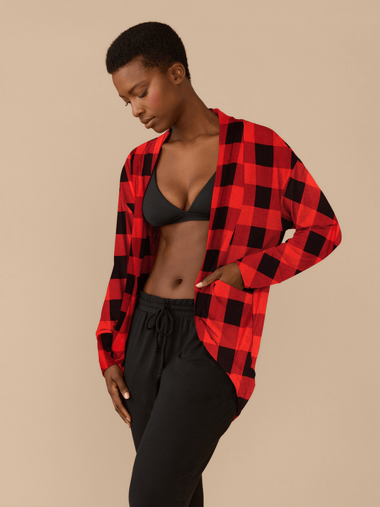 Modal Cocoon Cardigan | Buffalo Plaid