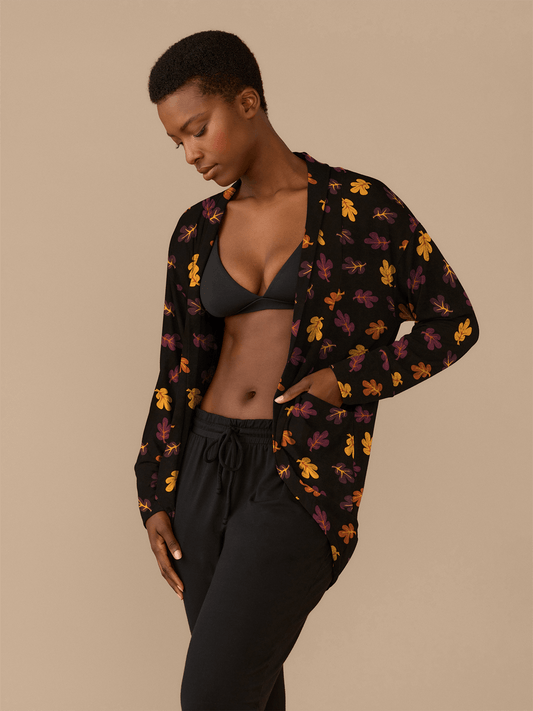 Modal Cocoon Cardigan | Fall Leaves