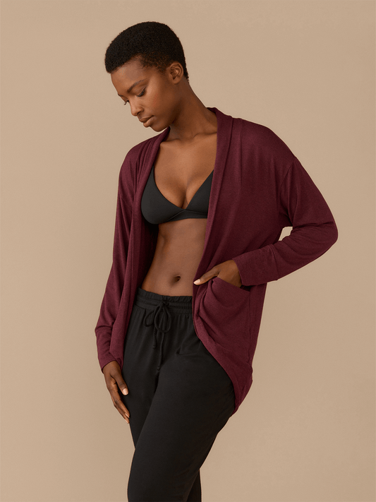 Modal Cocoon Cardigan | Heather Wine