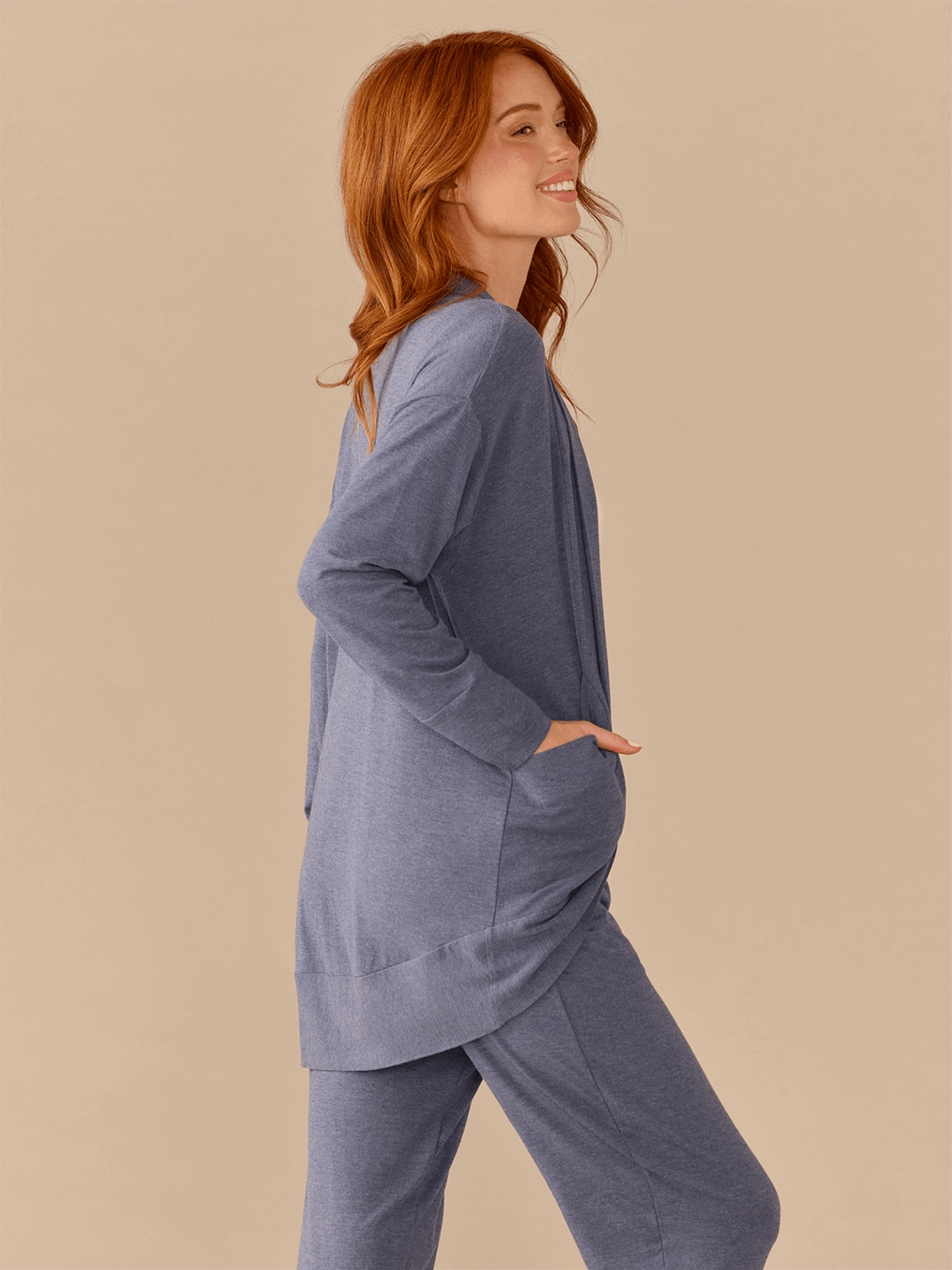 Modal Cocoon Cardigan | Heather Navy