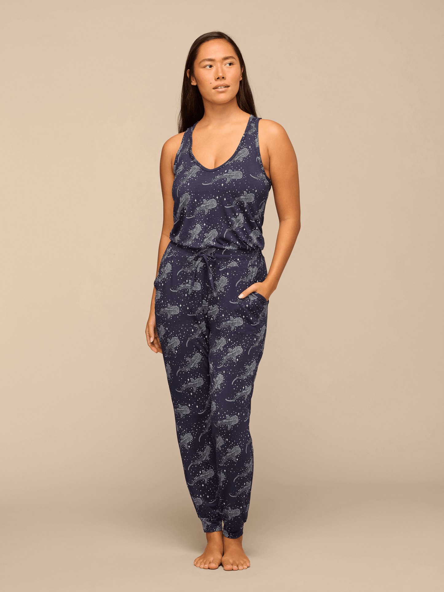 Women's Modal V-Neck Jumpsuit | Starry Sharks