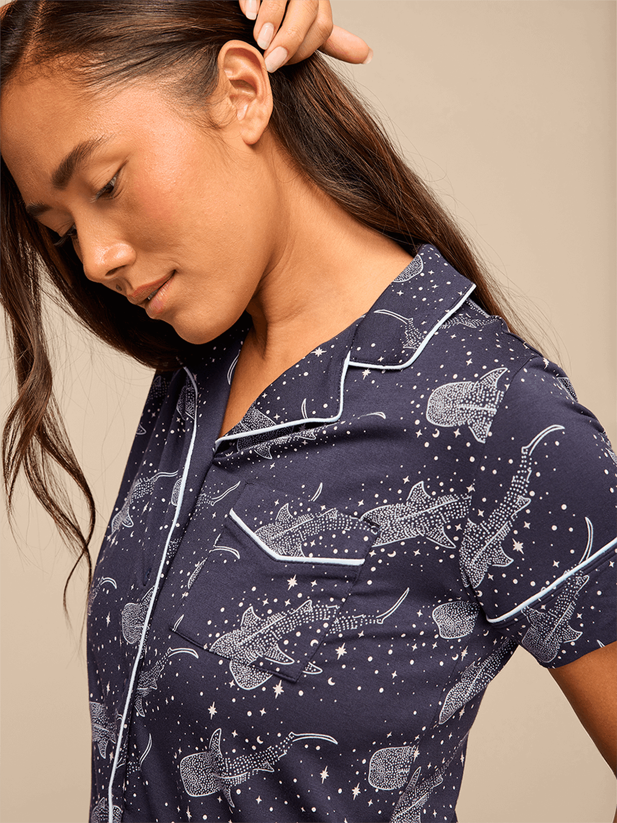 Women's Shortsleeve Modal PJ Set | Starry Sharks