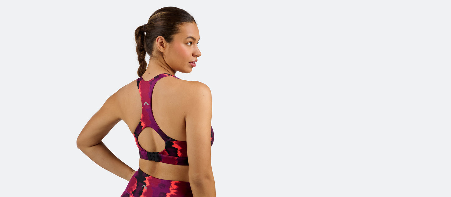 MoveMe Racerback Sports Bra | Fuchsia Tie Dye