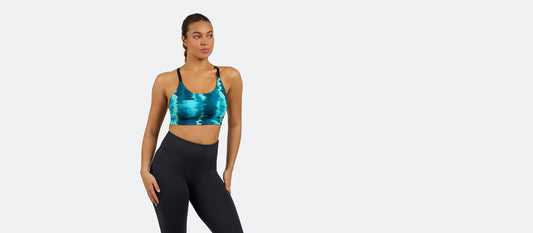 MoveMe Longline Sports Bra | Teal Tie Dye