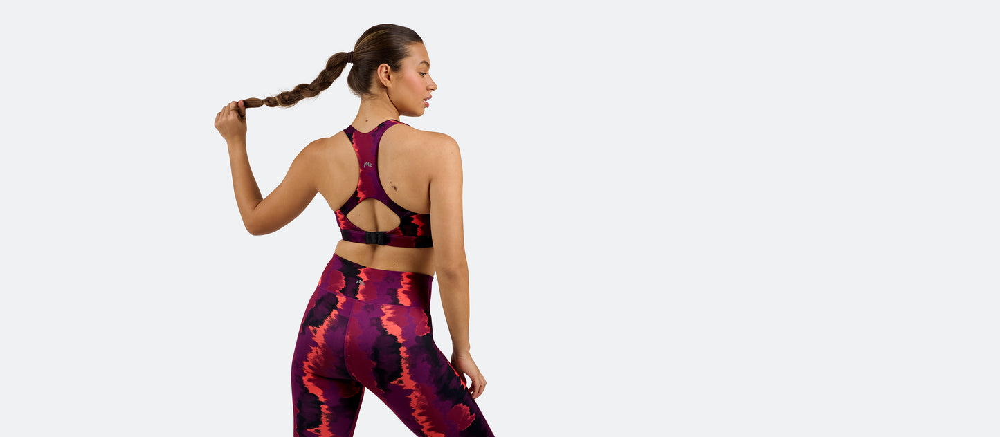 MoveMe Racerback Sports Bra | Fuchsia Tie Dye