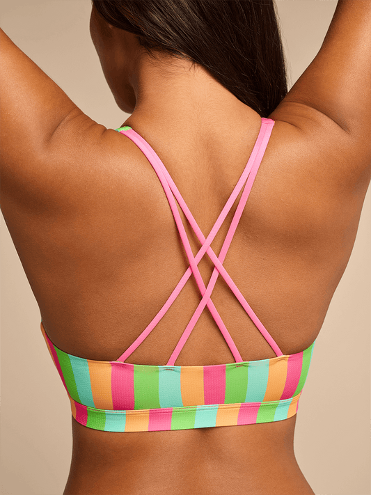 Breathe Strappy Back Bralette | Neon Stripes