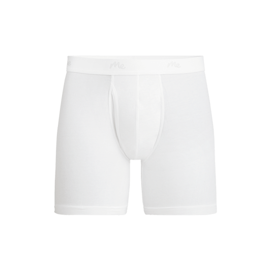 Stretch Cotton Boxer Brief w/ Fly | White