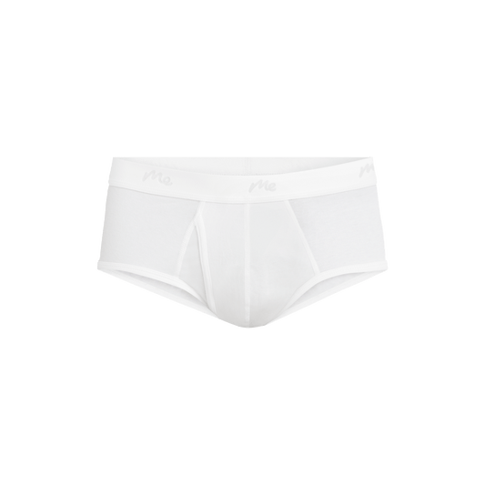 Stretch Cotton Brief w/ Fly | White