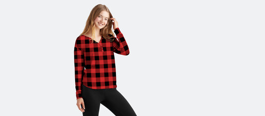 Women's Modal Henley | Buffalo Check