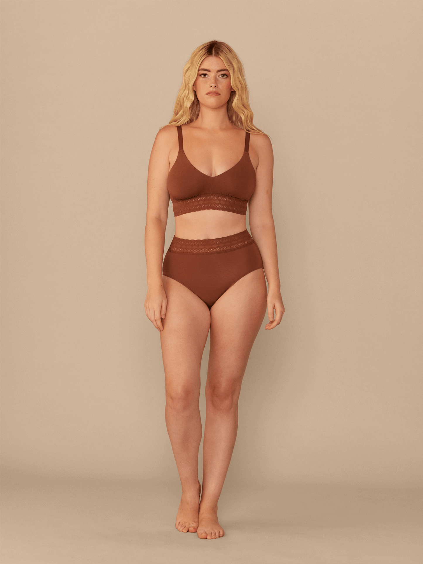 FeelFree Lace High-Waisted Brief | Cedar Wood