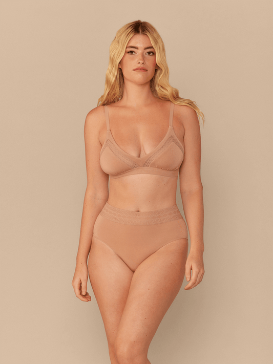 FeelFree Lace High-Waisted Brief | Sand Dune