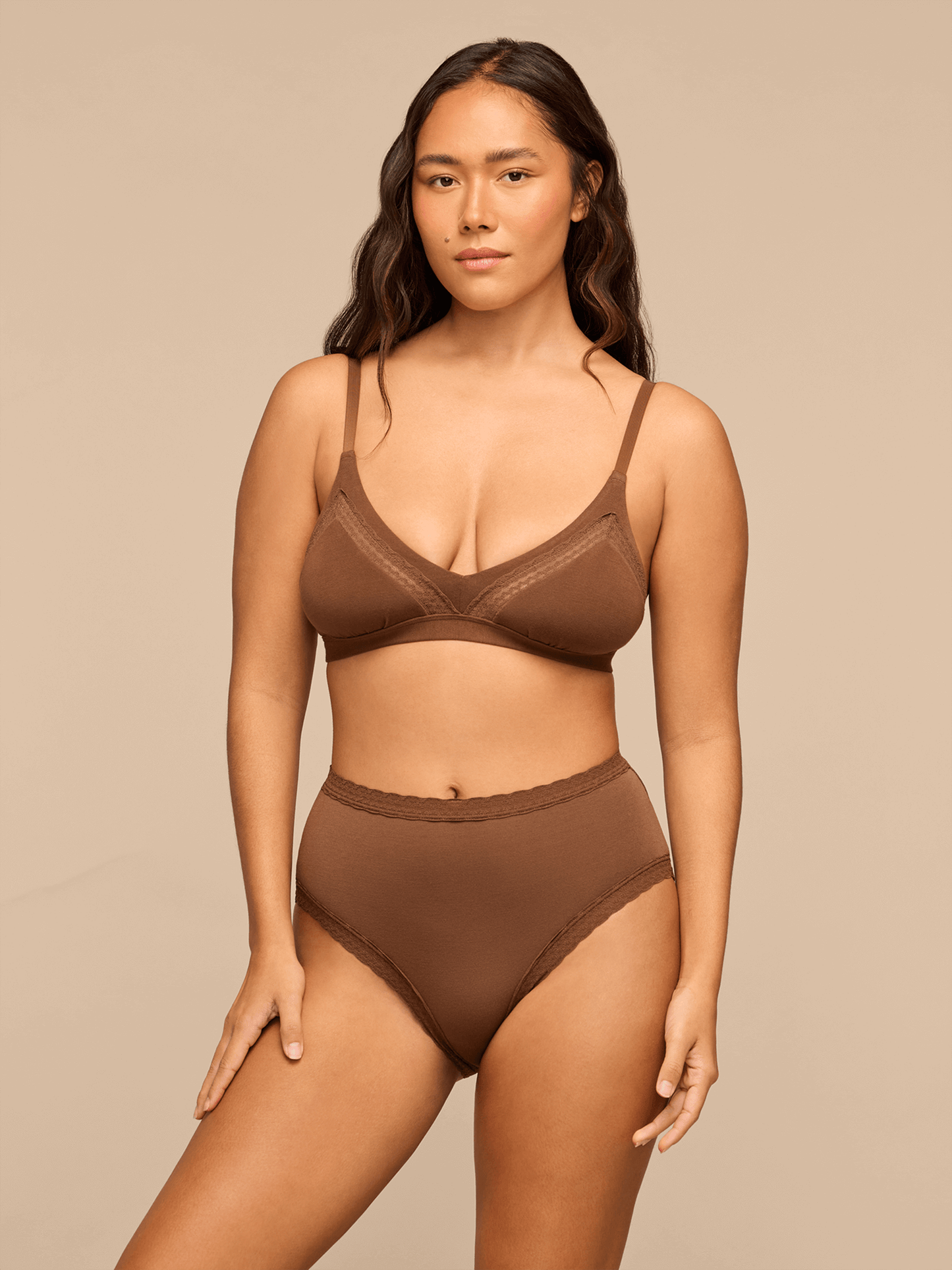 UltraModal™ Lace High-Waisted Cheeky Bikini | Walnut Shell