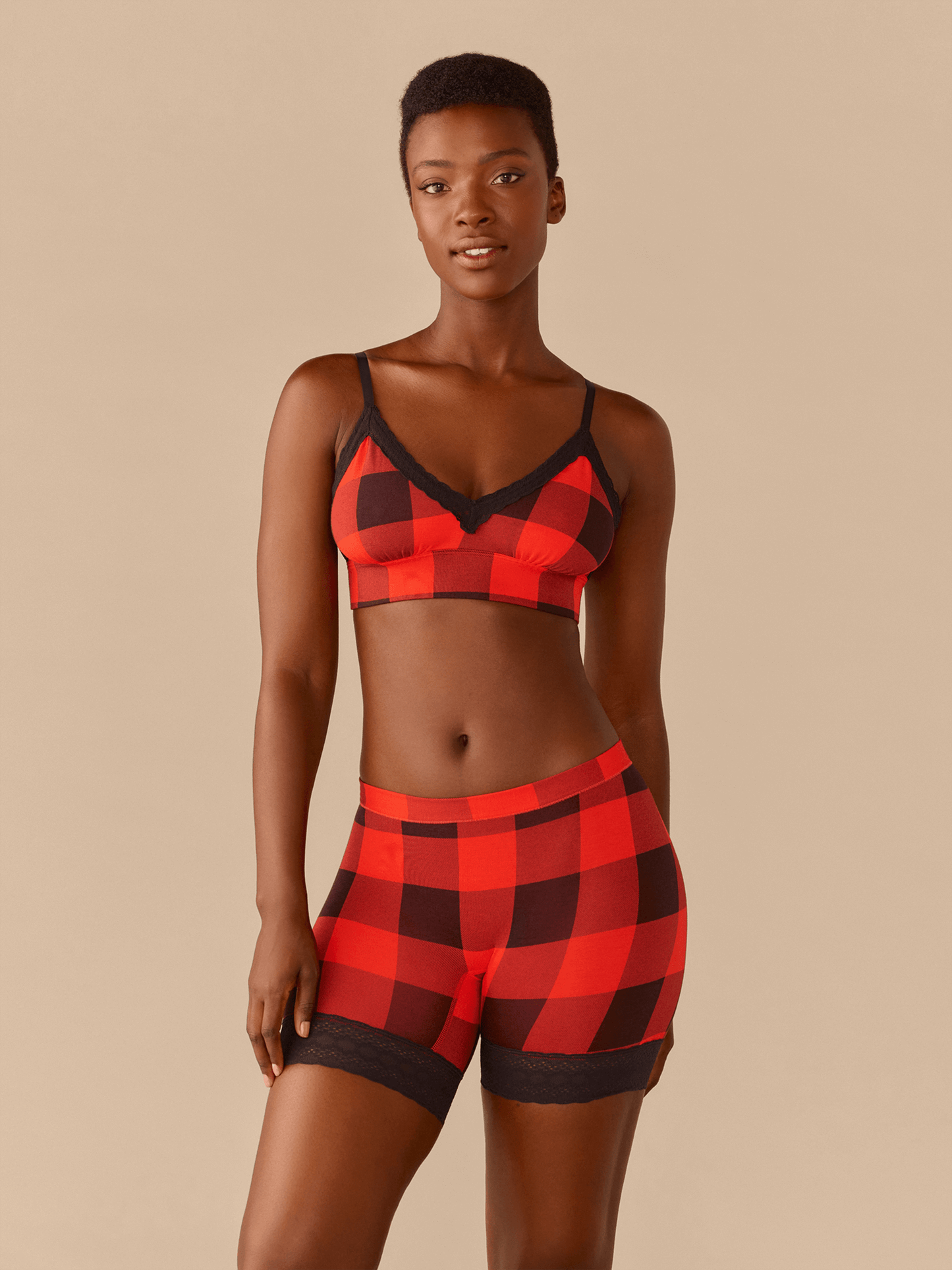 FeelFree Lace Long Boyshort | Buffalo Plaid