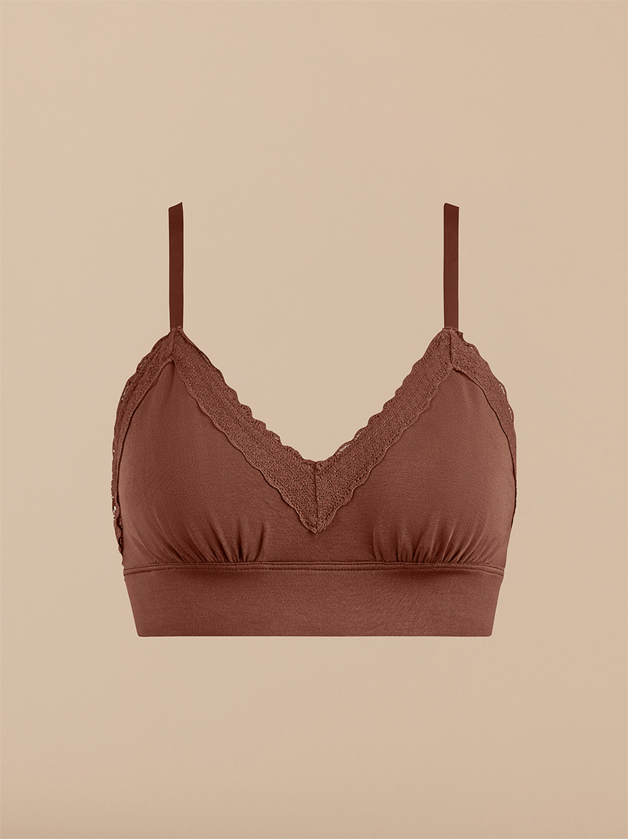 FeelFree Lace Plunge Bralette | Walnut Shell