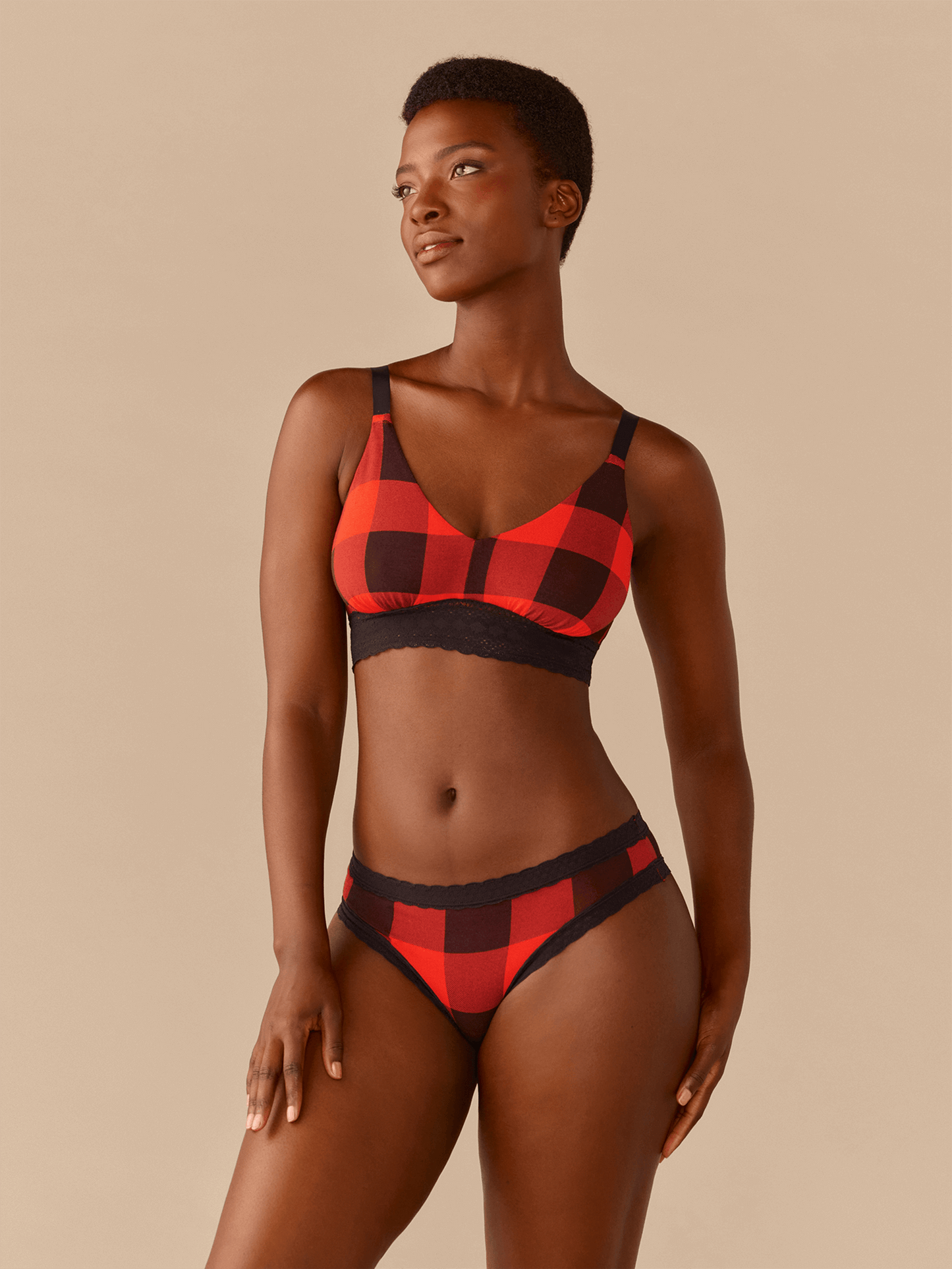 FeelFree Lace Longline Bralette | Buffalo Plaid