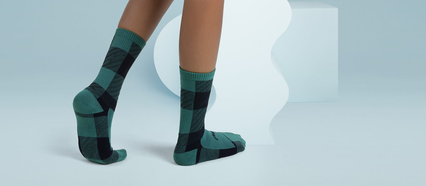 MoveMe Crew Sock | Green Plaid