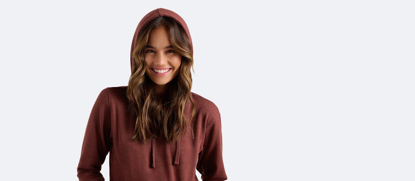 Women's French Terry Pullover Hoodie | Heather Burgundy