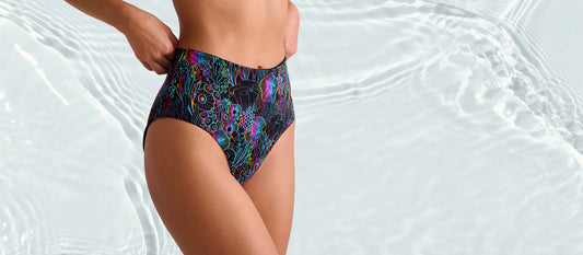 Reversible High Waist Swim Bottom | Electric Reef