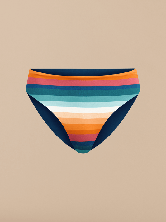 Mid-Rise Bikini Swim Bottom  | Pool Stripes