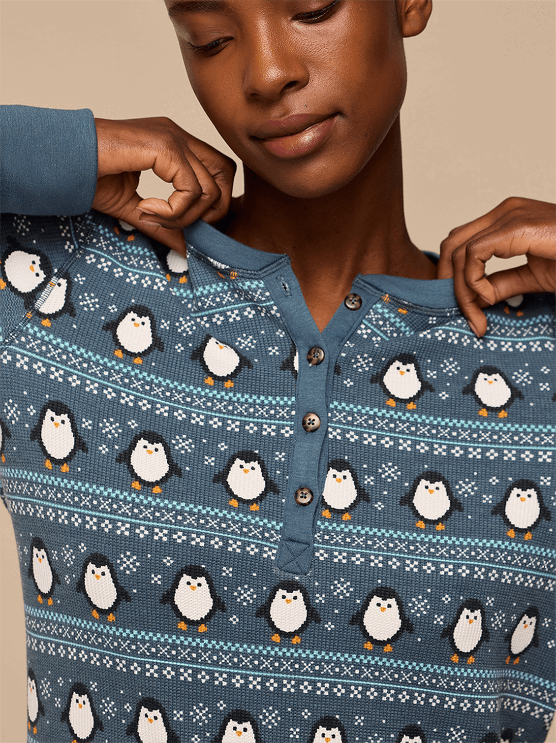 Women's Waffle PJ Set | Penguin Sweater