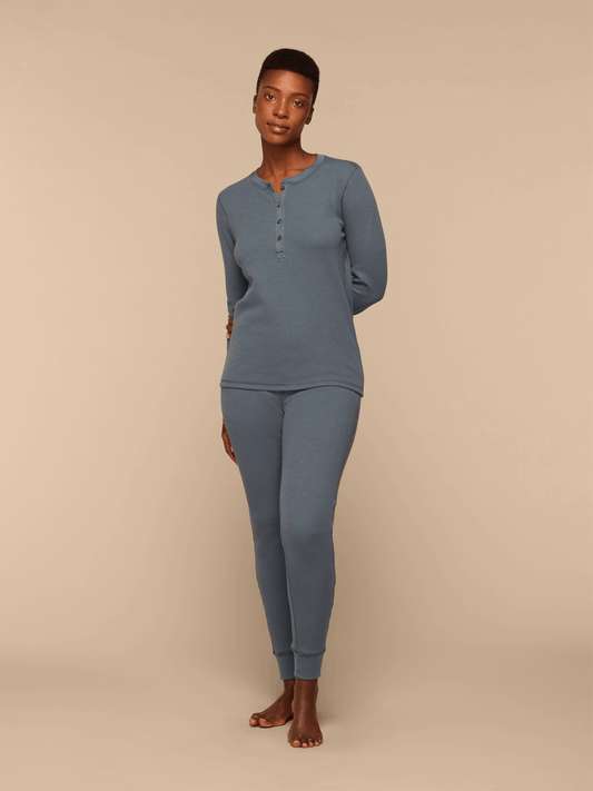 Women's Waffle PJ Set | Storm Blue