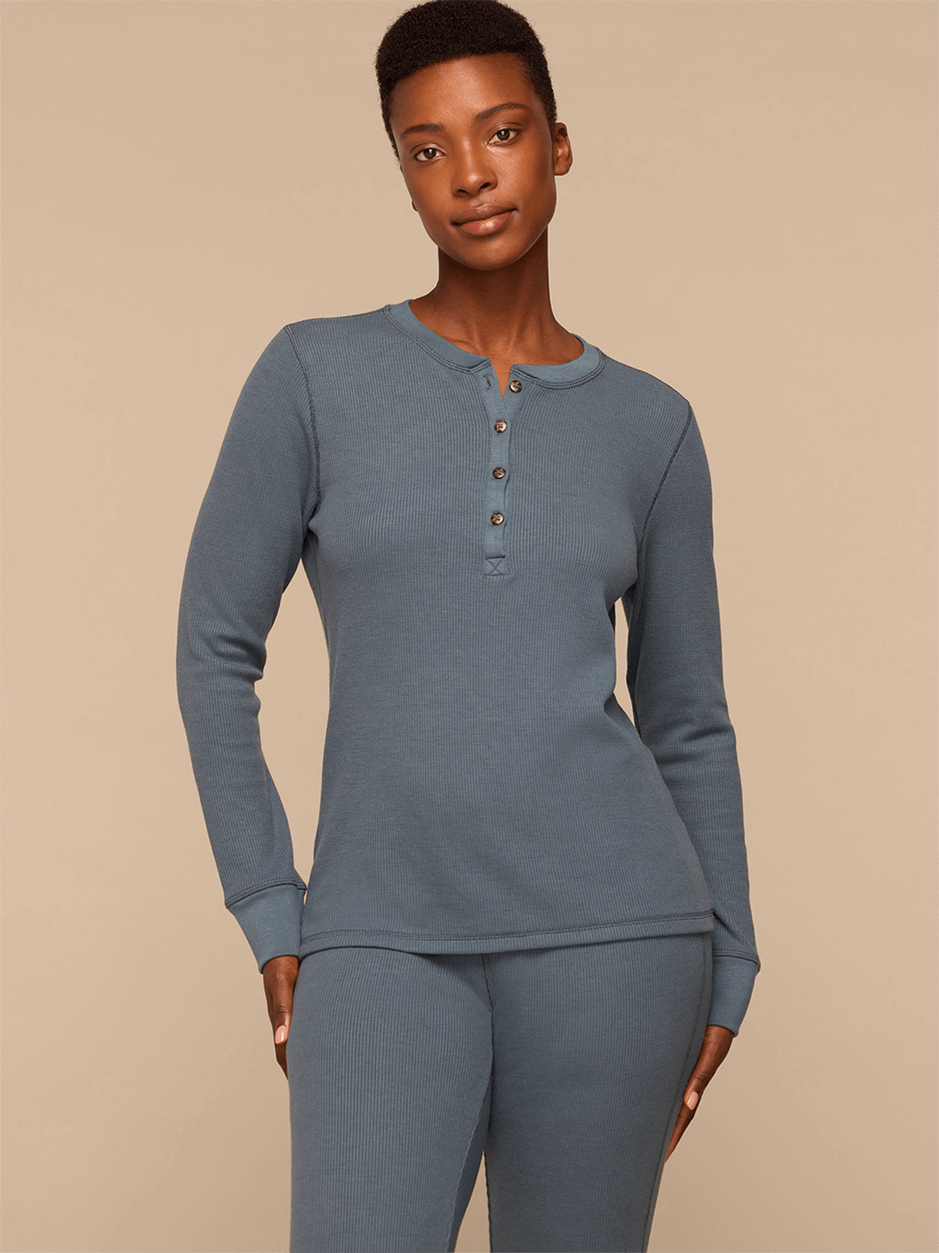 Women's Waffle PJ Set | Storm Blue