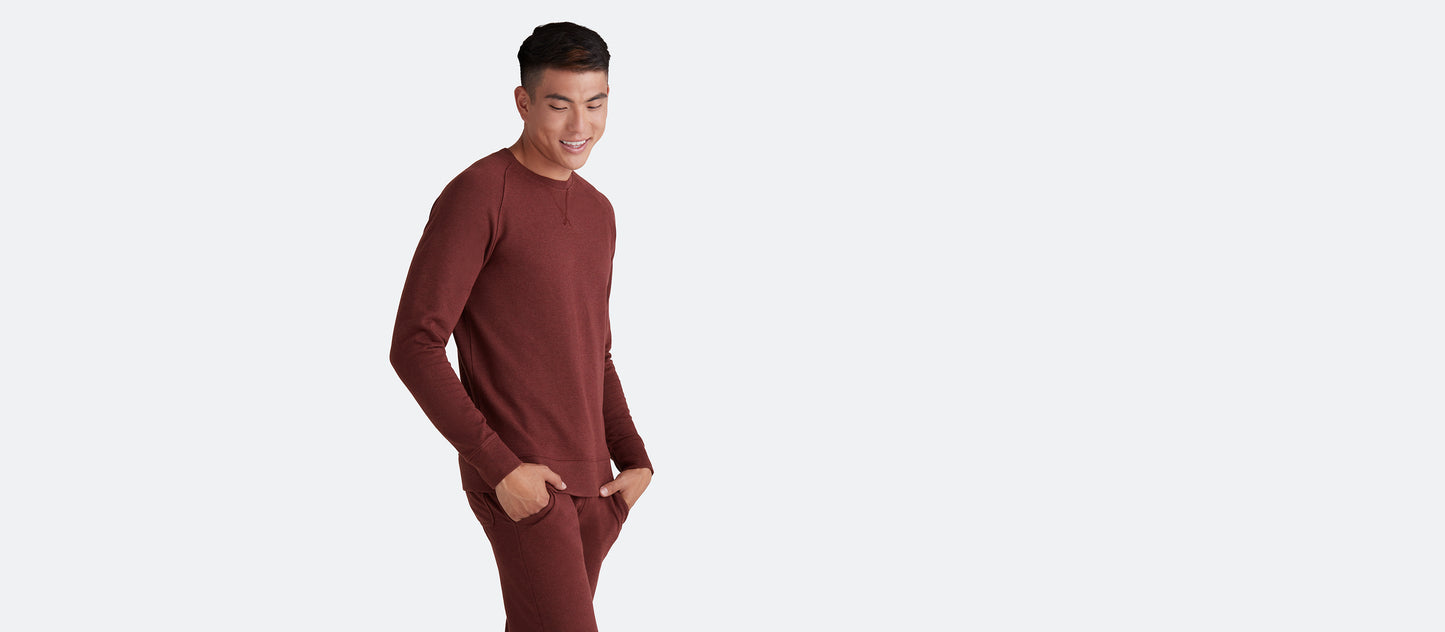 French Terry Crew Sweatshirt - Men's | Heather Burgundy
