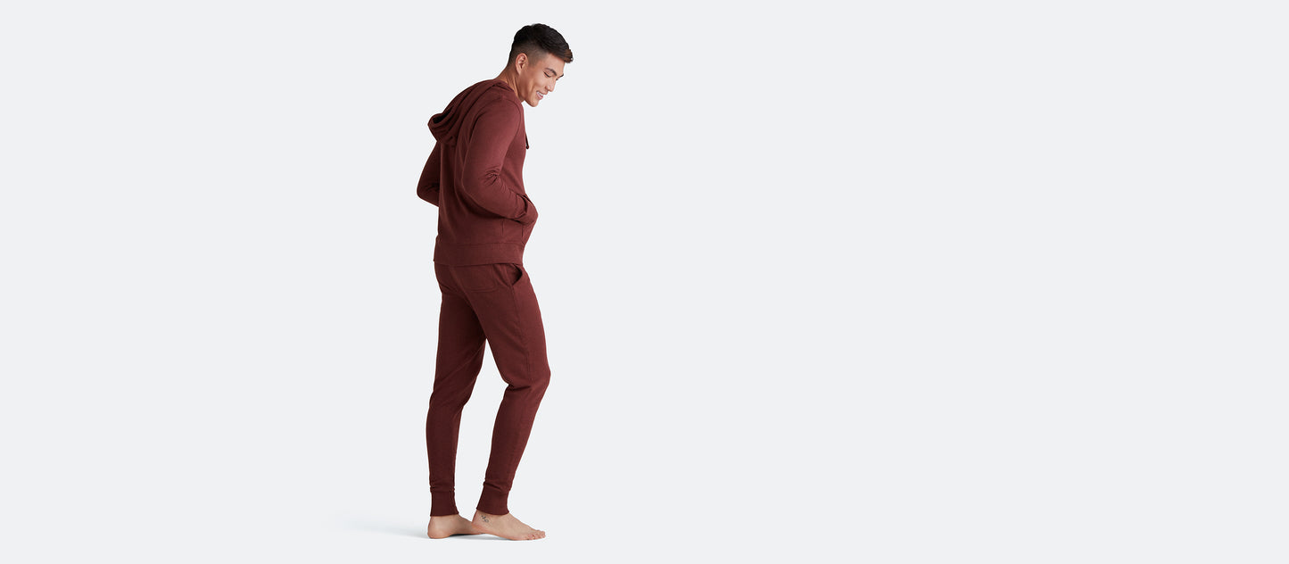 French Terry Zip Hoodie - Men's | Heather Burgundy