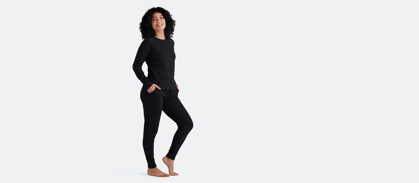 French Terry Crew Sweatshirt - Women's | Black