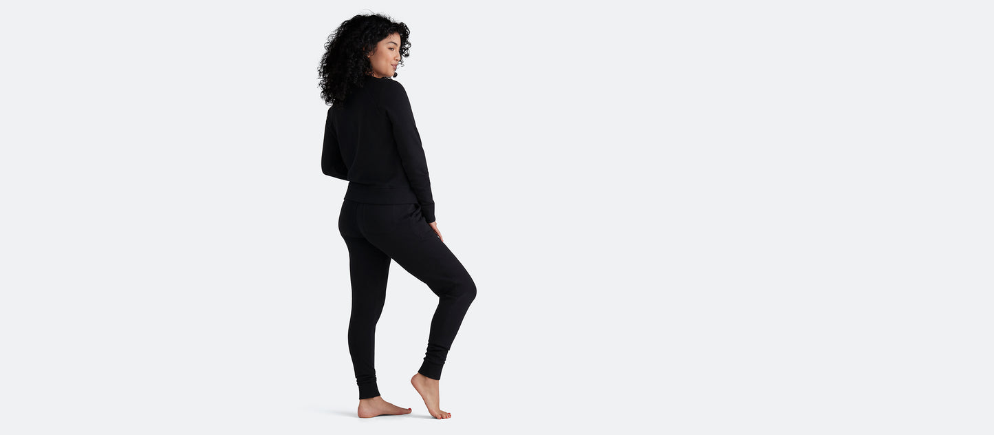 French Terry Crew Sweatshirt - Women's | Black