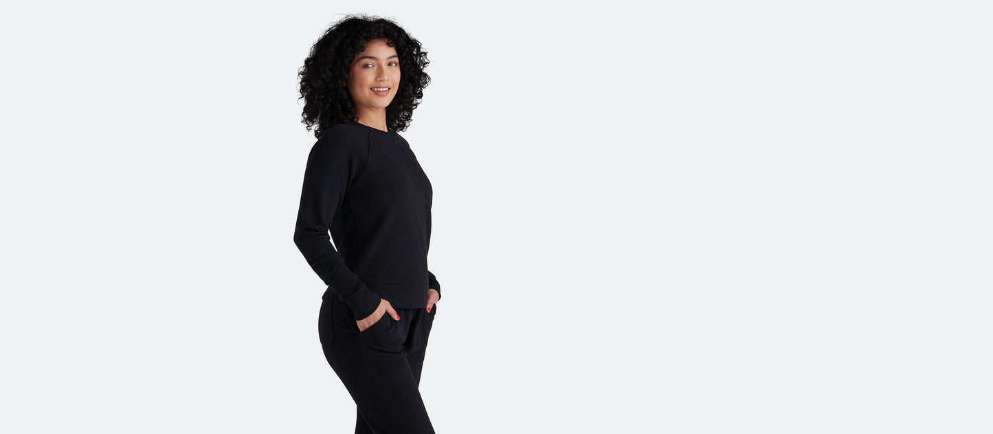 French Terry Crew Sweatshirt - Women's | Black