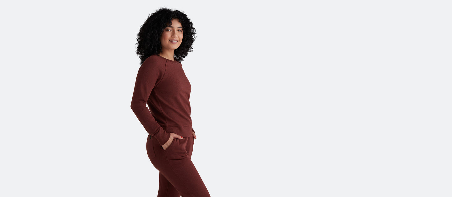 French Terry Crew Sweatshirt - Women's | Heather Burgundy