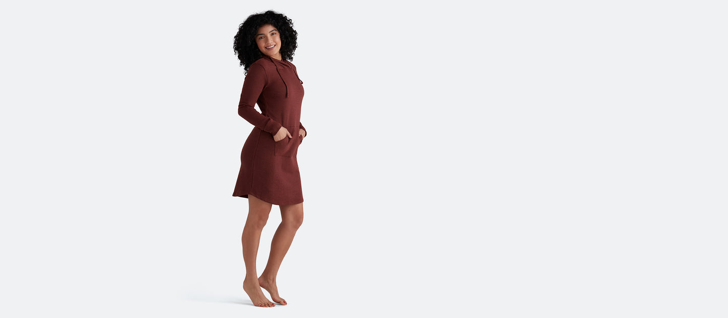French Terry Hooded Dress | Heather Burgundy