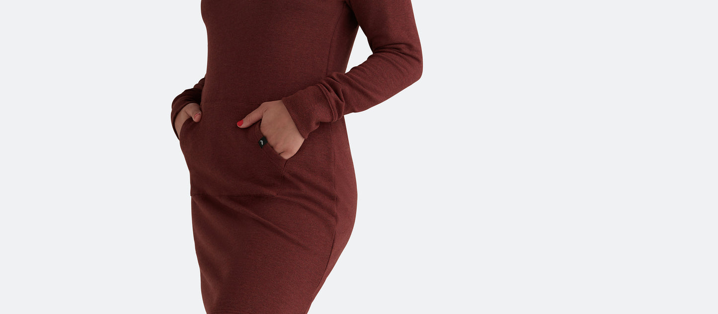 French Terry Hooded Dress | Heather Burgundy